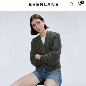Everlane texture cotton cardigan - Kambaba (moss green)
